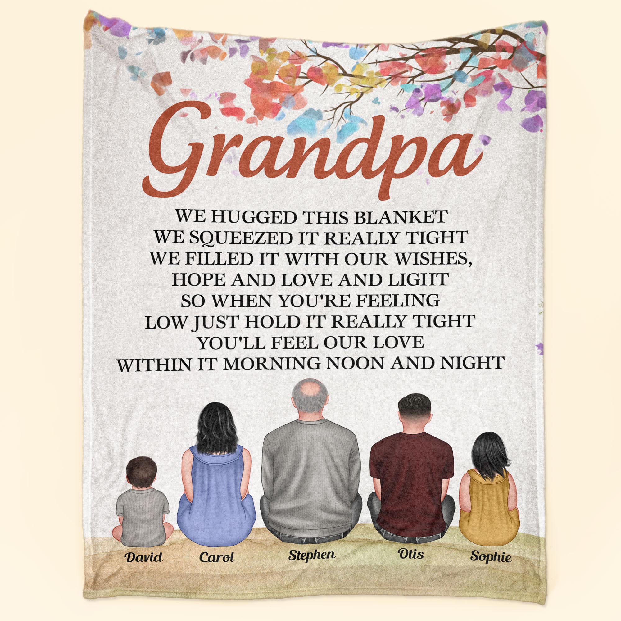 Grandpa, Hug This Blanket To Feel Our Love In It - Personalized Blanket Big Size