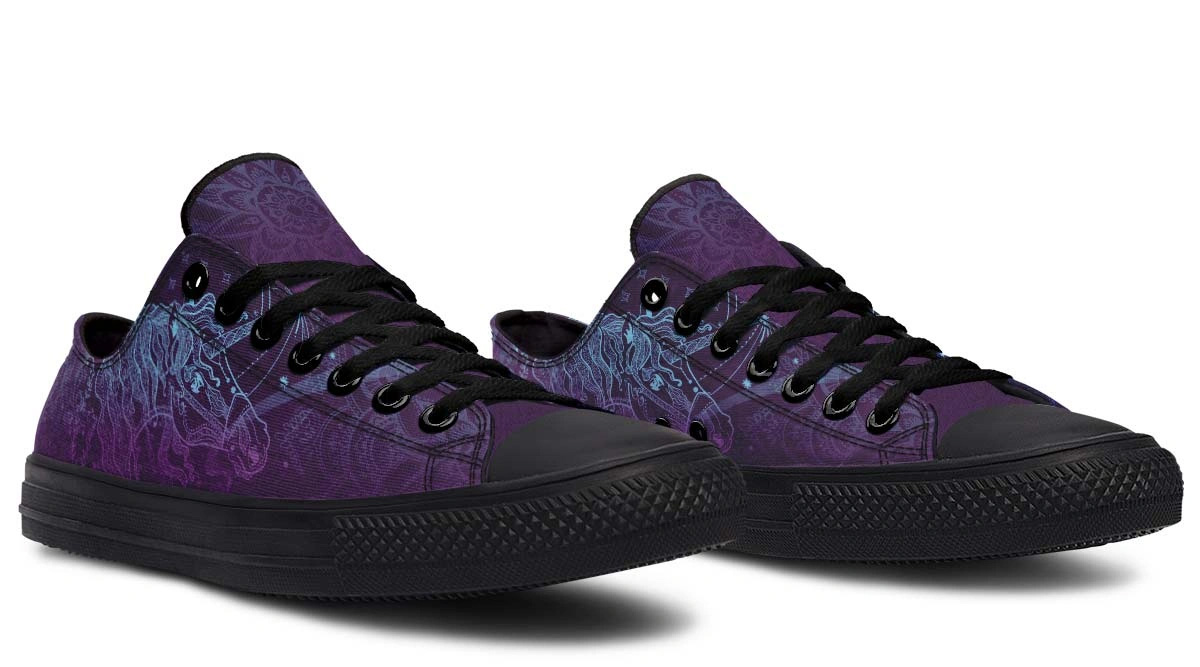 Unicorn Tattoo Black Low Top Sneakers - Edgy Graphic Footwear - Image 3