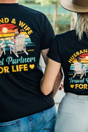 Travel Partners For Life - Personalized Couple Matching Back Printed Shirts
