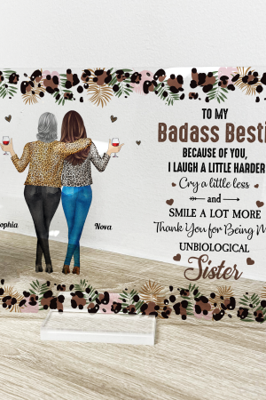 Because Of You I Laugh A Little Harder Friendship - Personalized Acrylic Plaque