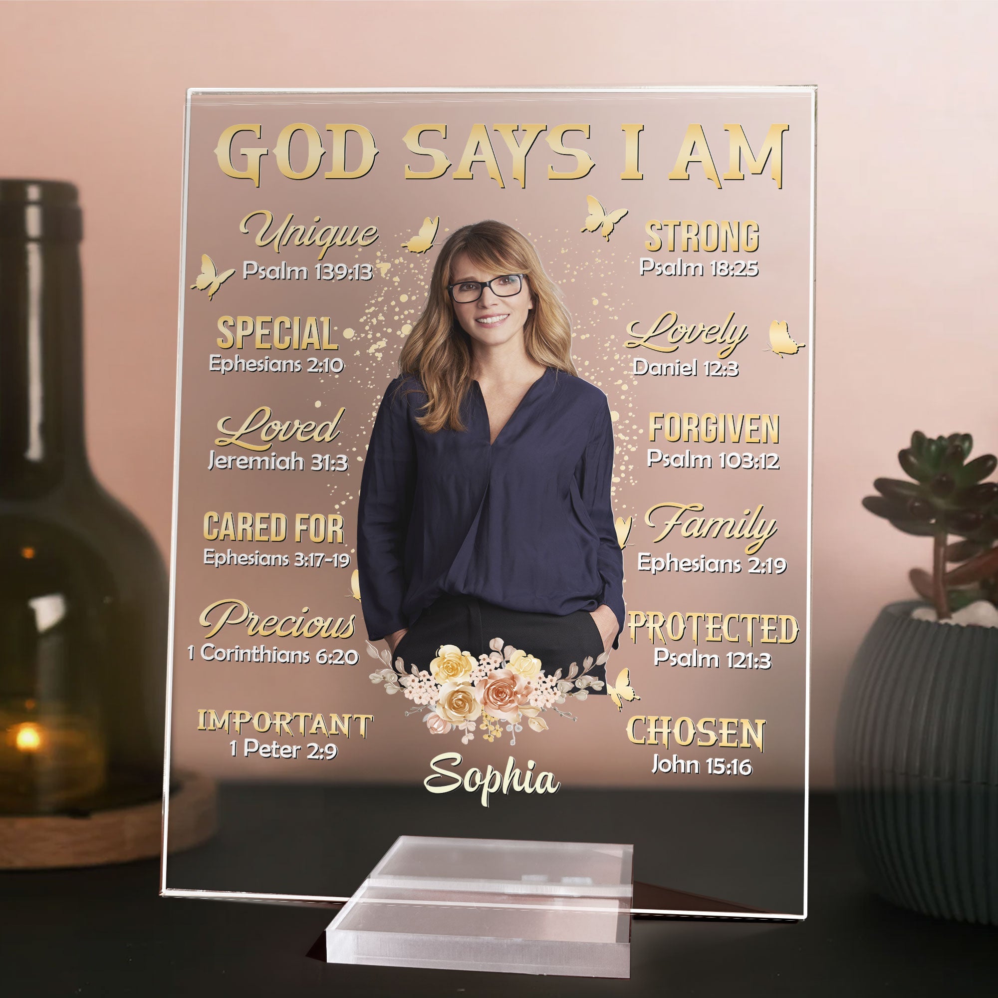 God Says I Am - Photo Version - Personalized Acrylic Plaque - Image 4