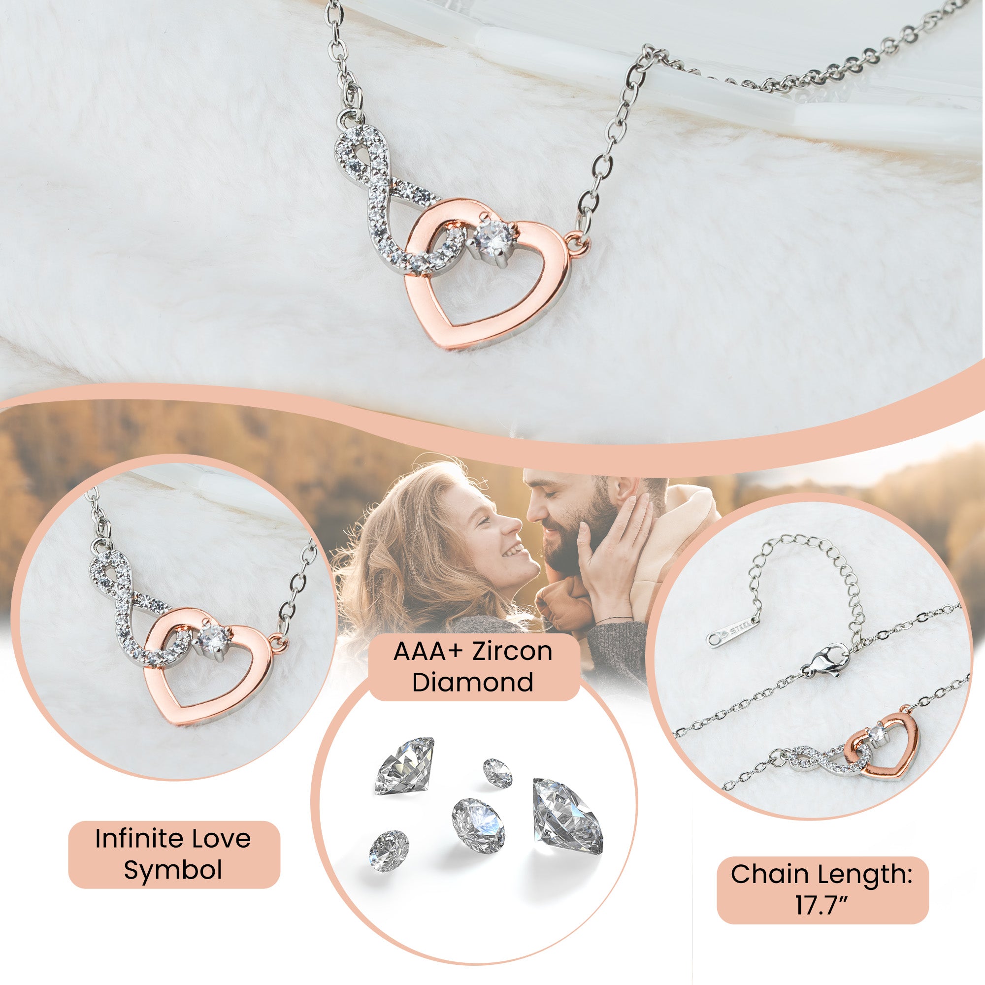 Graduation Gifts For Her - Personalized LED Light Acrylic Plaque With Infinity Necklace - Image 3