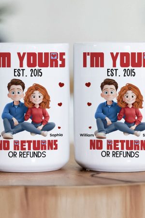 New Version Cartoon Couple I'm Yours No Returns Or Refunds - Personalized Mug