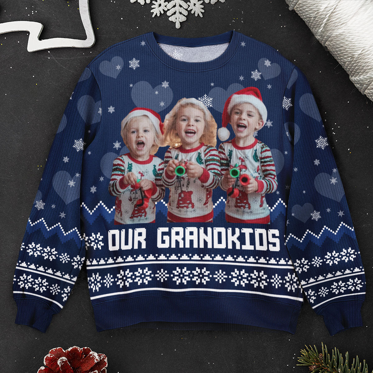 Our Grandkids - Personalized Photo Ugly Sweater - Image 6
