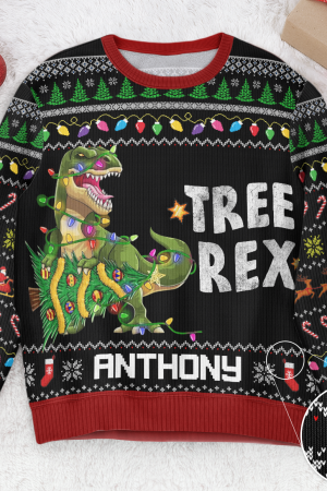 Tree Rex Custom Name - Personalized Ugly Sweater